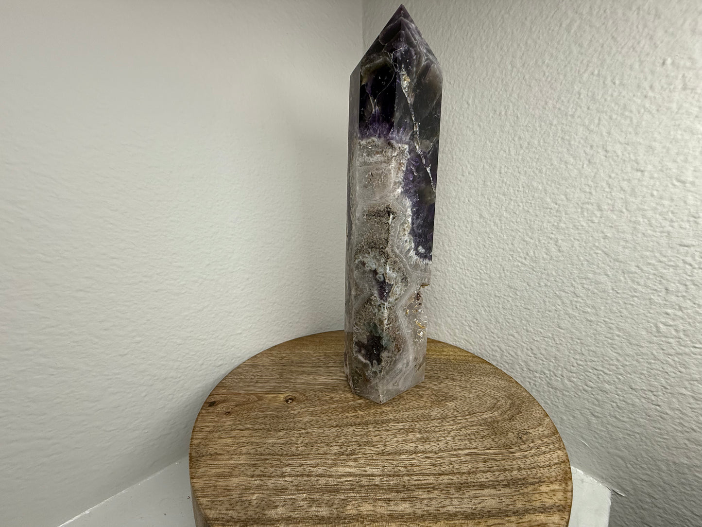 Large Chevron/Dream Amethyst Druzy Tower (880g) (9in)