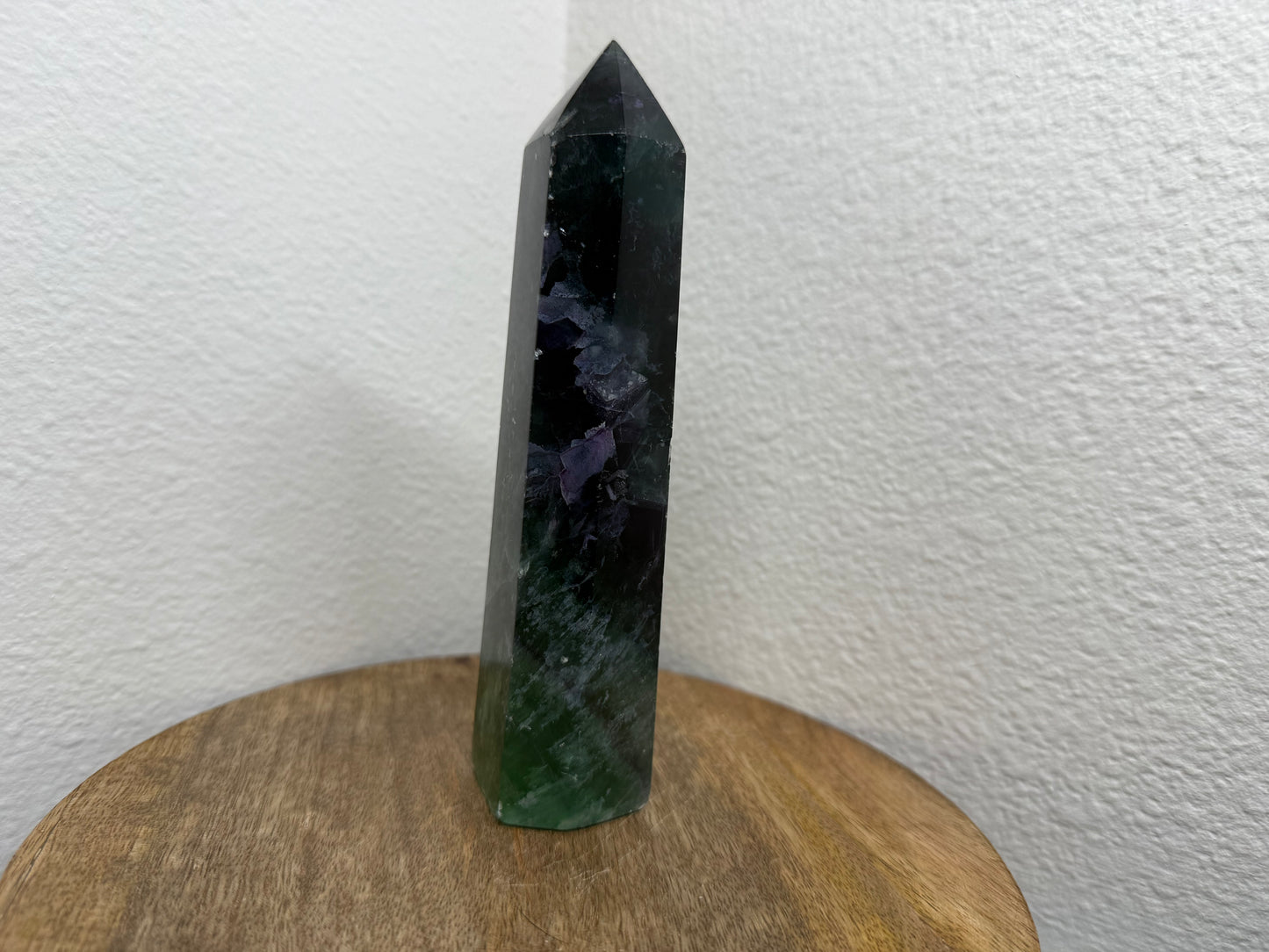 Dark Purple-Green Fluorite Tower (460g) (Imperfect)