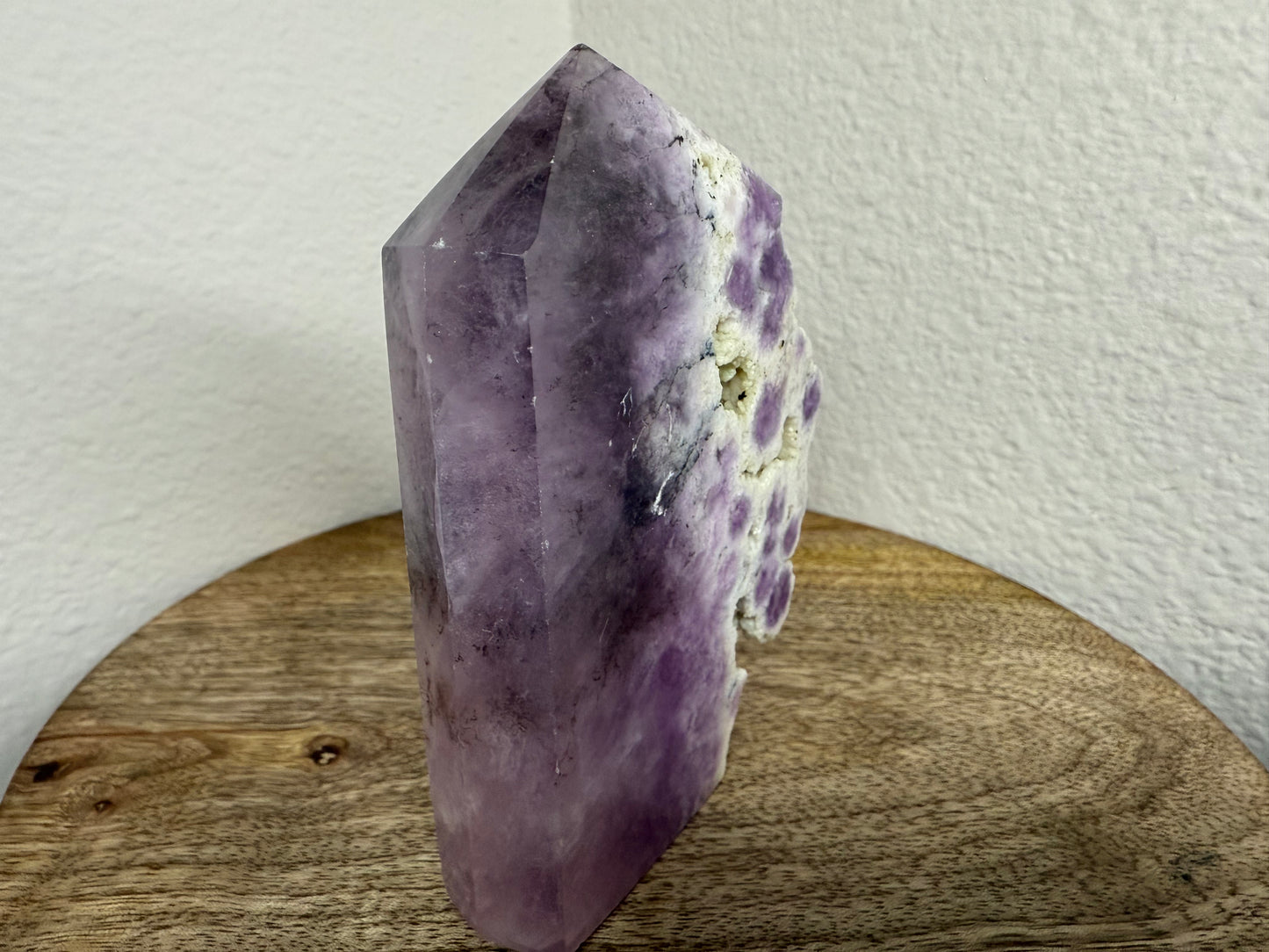 Purple Fluorite Half-Raw Tower w/ Chalcedony (340g)