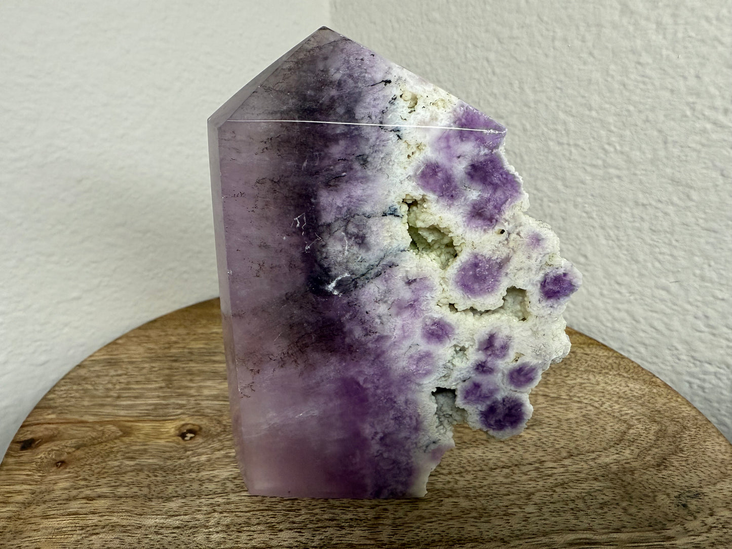 Purple Fluorite Half-Raw Tower w/ Chalcedony (340g)
