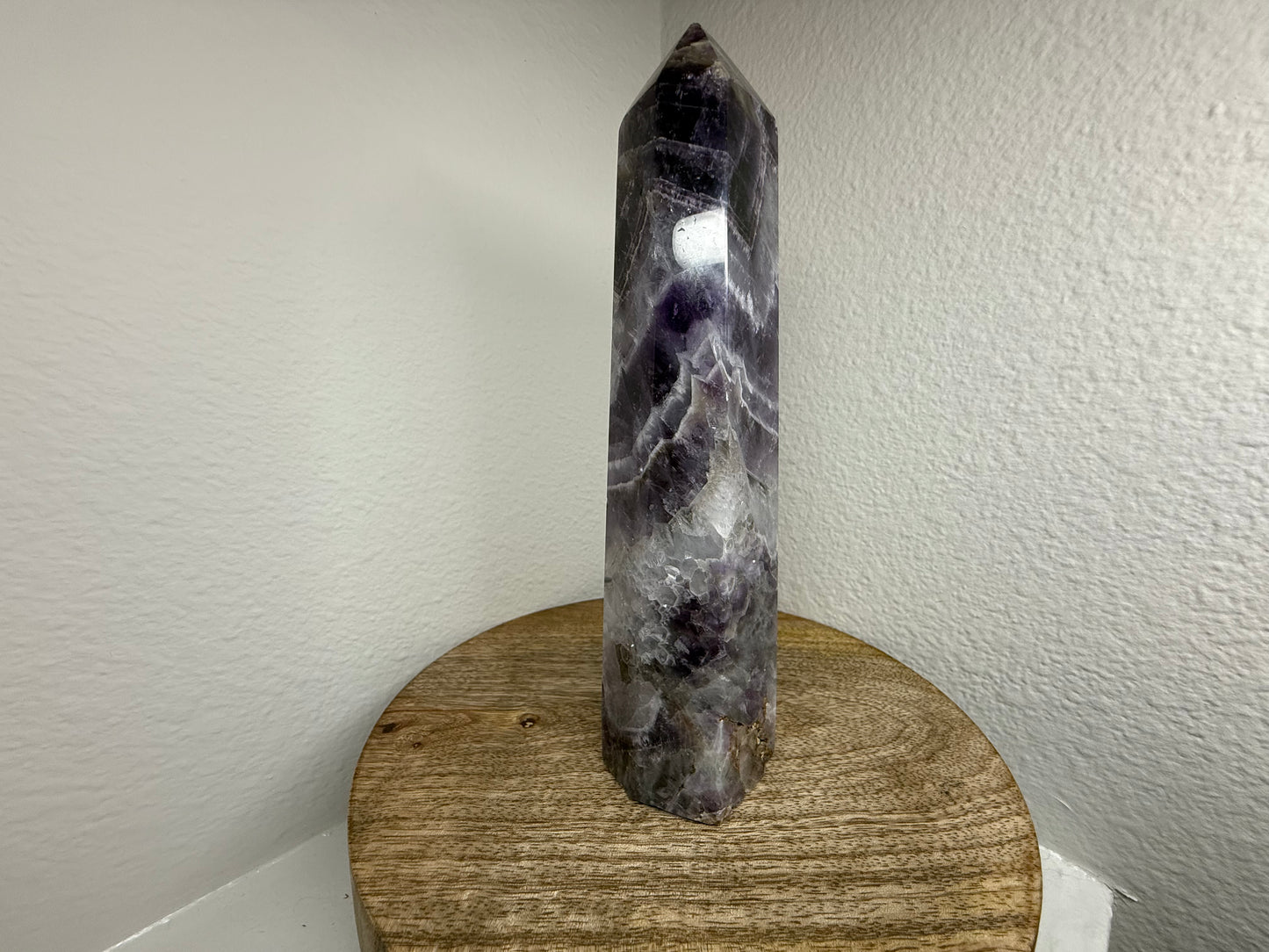 Large Chevron/Dream Amethyst Tower (7in) (660g) (Imperfect Tip)