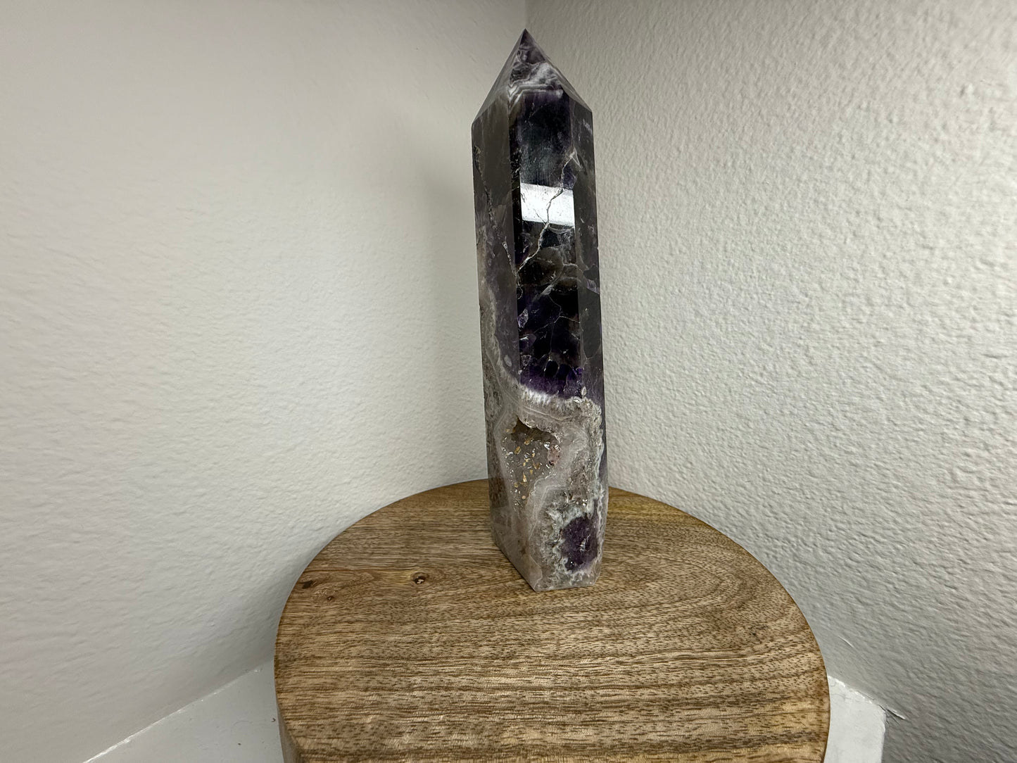 Large Chevron/Dream Amethyst Druzy Tower (880g) (9in)