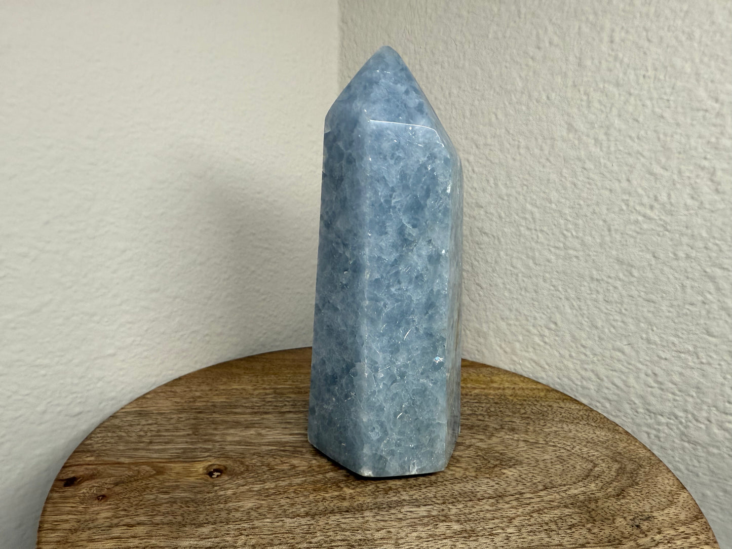 Blue Calcite Tower (530g) (5in) (Slight-Imperfect Tip)