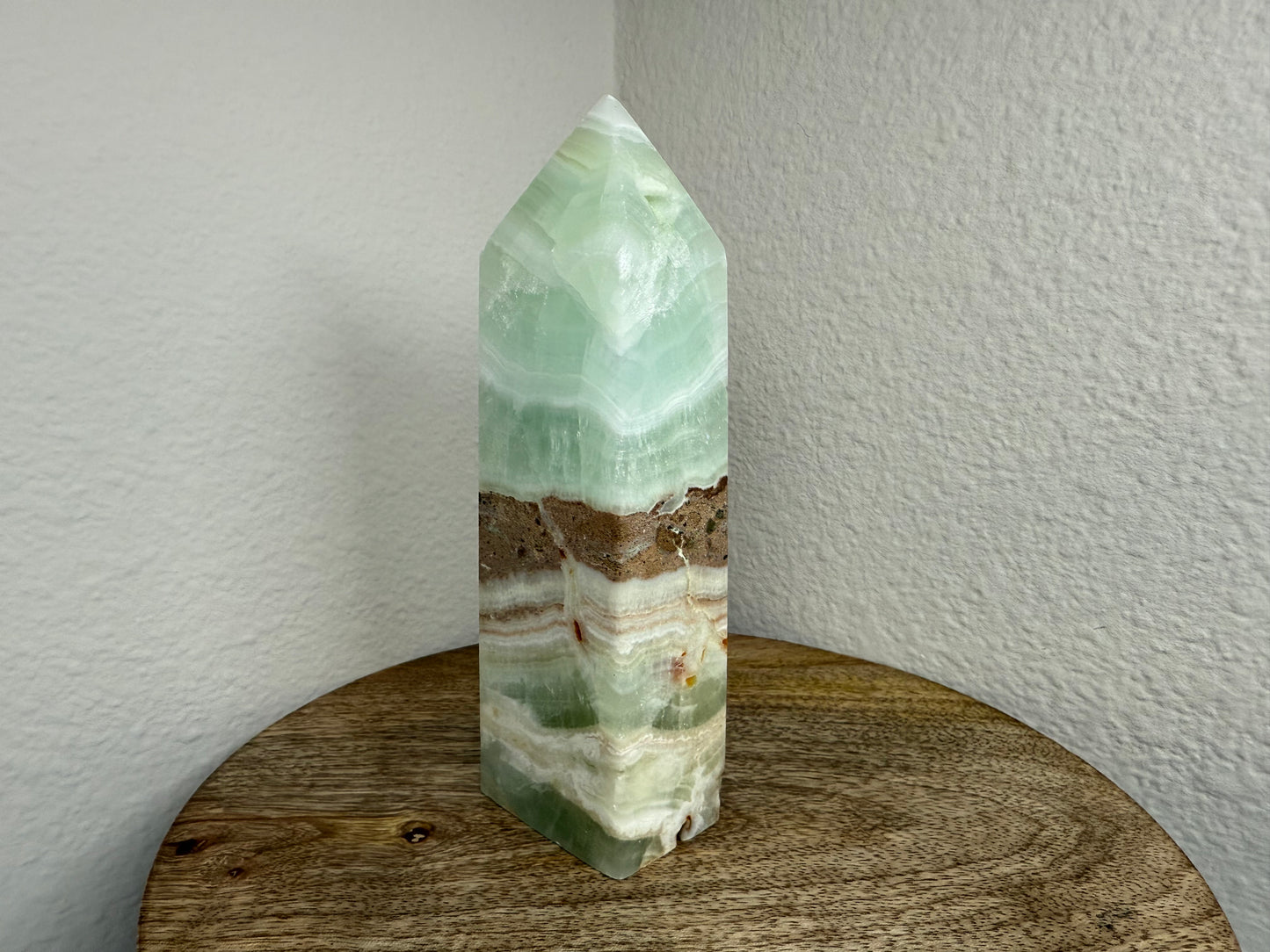 Banded Green Calcite Tower (440g)(5.5in)
