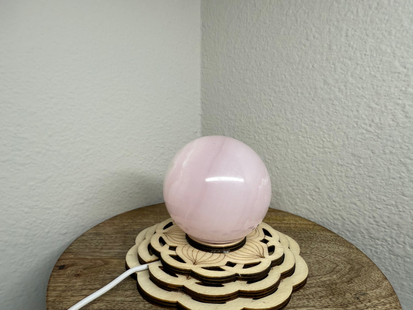 Pink Mangano Calcite Sphere *UV REACTIVE* (410g)