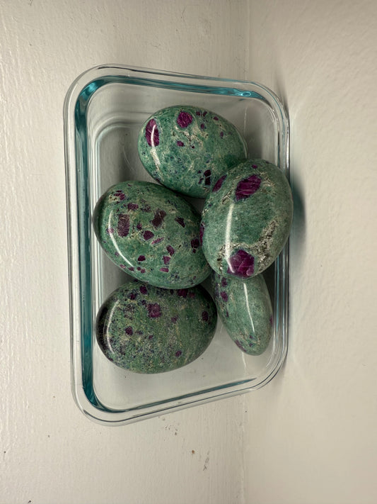 Large Ruby Zoisite Palmstone *UV REACTIVE* *HOT*