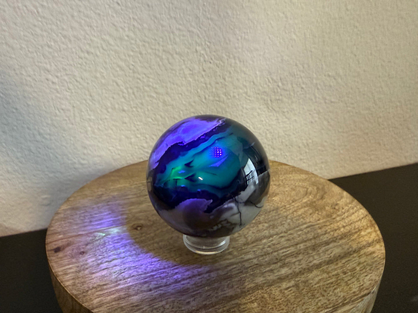Volcano Agate Sphere (310g)*UV REACTIVE*