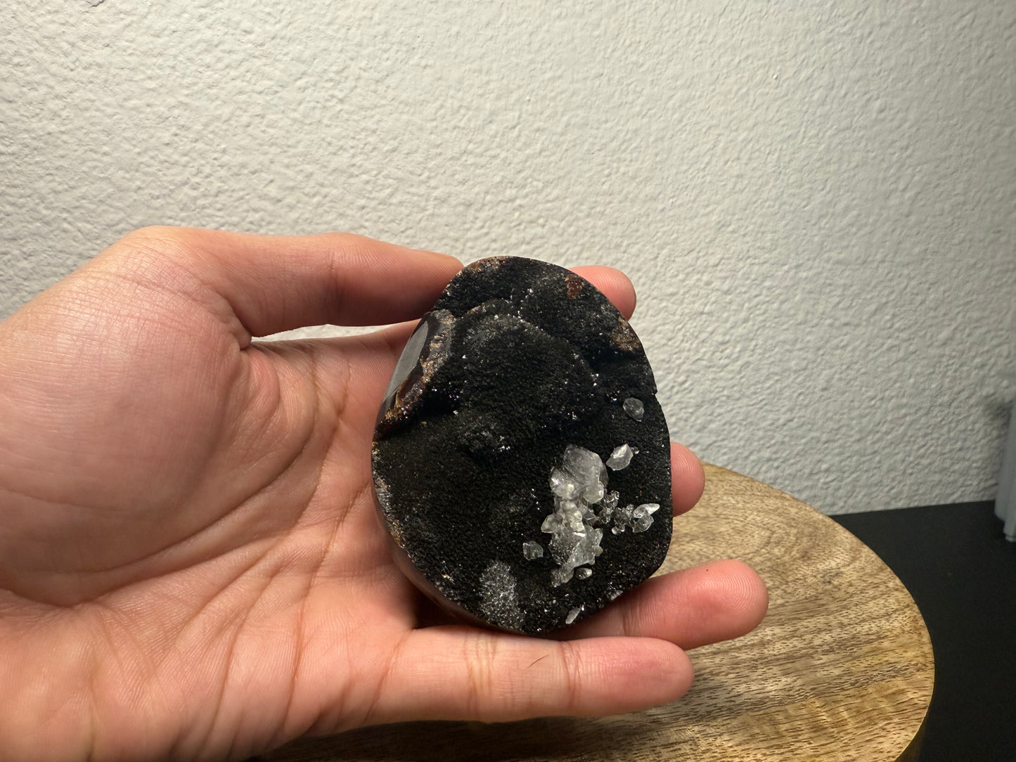 Septarian "Dragon Egg" Nodule with Clear Calcite Inclusion! (260g)